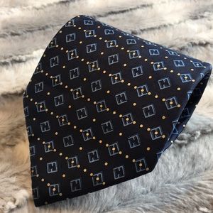 Fendi silk tie - blue/yellow geometric logo